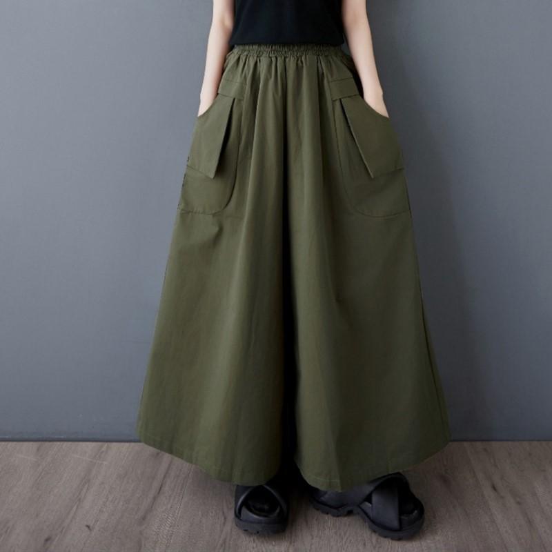 

Вінтаж із високою талією великого розміру. Повсякденні вільні літні широкі брюки. Жіночі штани армія зелений колір