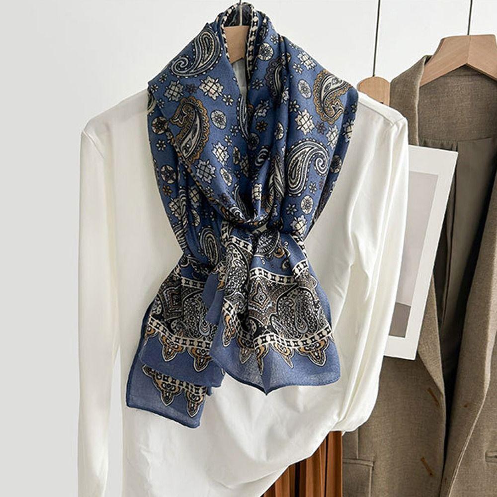 New Soft Scarf Windproof Head Wrap Shawl Bohemia Style Solid Color Sunscreen Headscarf Outdoor
