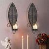 2pc Set Wrought Iron Leaves Wall Mounted Candle Holder European Retro Home Decoration Living Room Doorway Courtyard Ornaments
