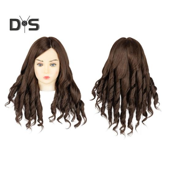 Mannequin Head with Real Hair Hairdresser Braiding Hair Styling Training Manikin Cosmetology Doll Head Brown Golden Long Hair Hairdressing Makeup