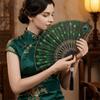 Portable Peacock Feather Folding Fan Exquisite Dance Hand Fans  Wedding Party Decor