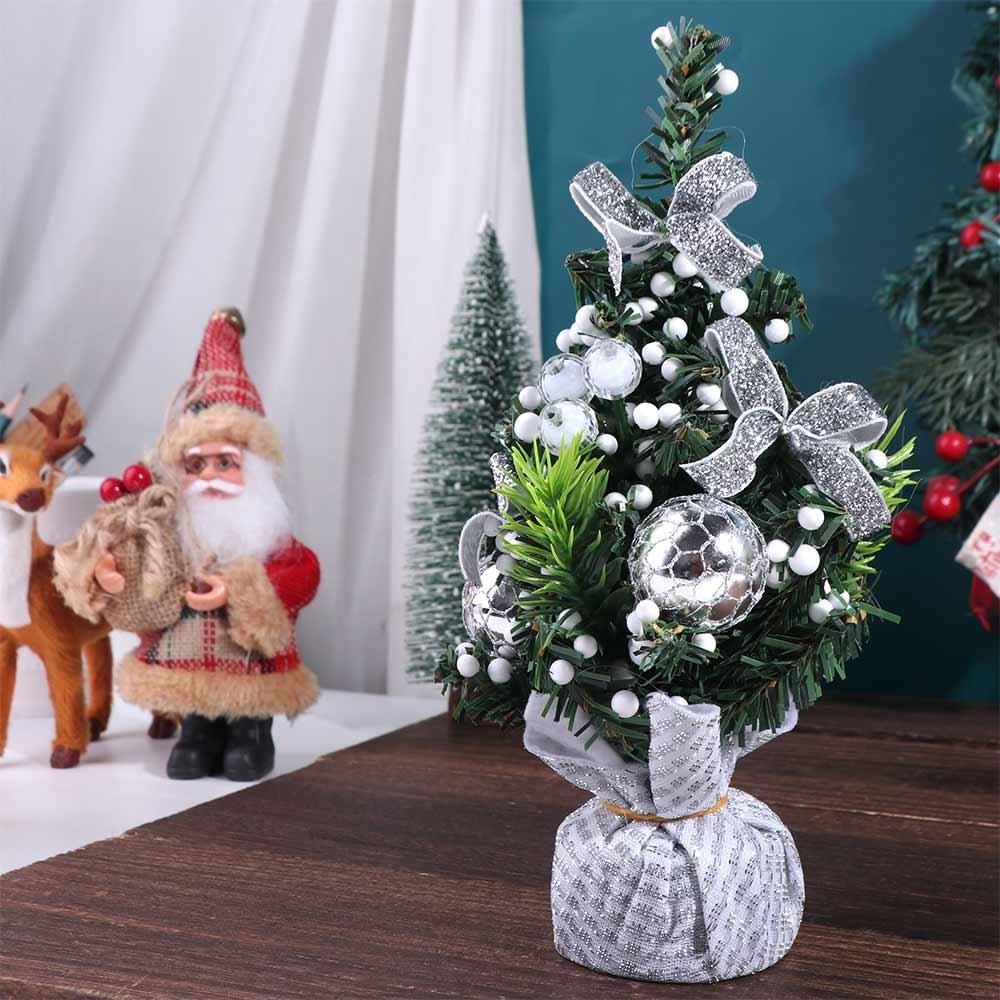 Decorative Mini Christmas Tree with Base PVC Christmas Tree Tabletop Christmas Tree Gold/Red/Silver 20cm