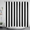Black And White Shower Curtain Striped Bathroom Curtain Waterproof Polyester Fabric Fashionable Bathroom Shower Curtain Decoration With Hook