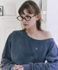 LETTER FROM MOON Edin Off-Shoulder Sweatshirt (Pigment Blue)