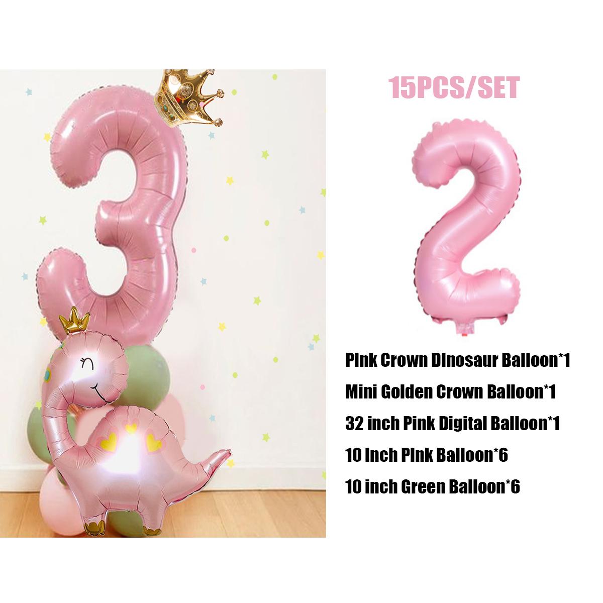 

Зеленый розовый воздушный шар с динозавром и 32-дюймовым воздушным шаром с номером для девочек-динозавров, сделай сам, украшения для дня рождения, поставки Number 2