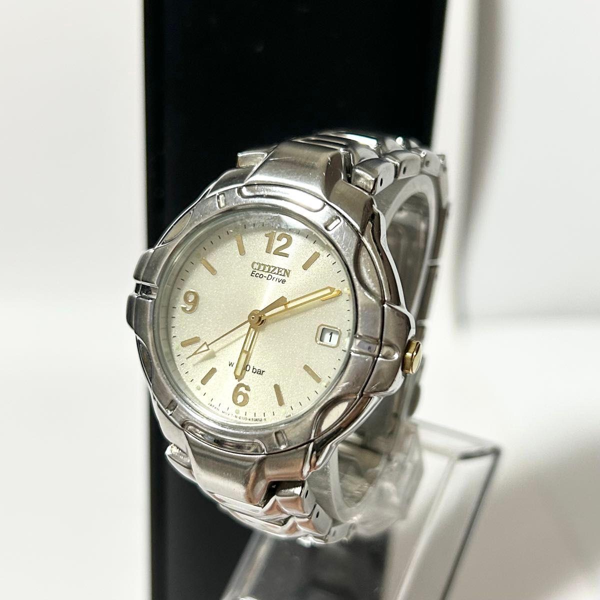 CITIZEN Citizen Eco Drive Watch Solar E110-K17829 Date Gold Silver Men s Good working condition