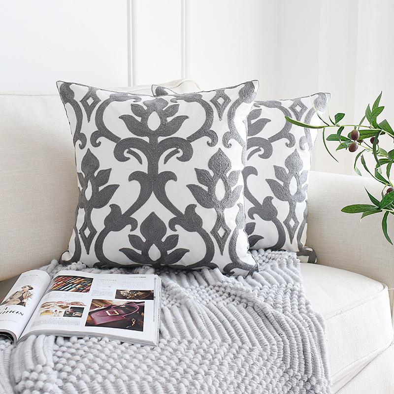 

Nordic Geometric Embroidered Pillow Case Living Room Sofa Cushion Material Car Waist Pillow Pillow Case Core-Free 45*45cm