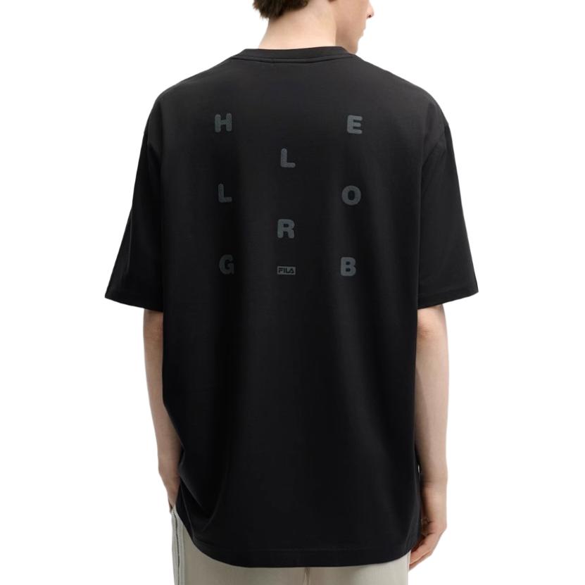 Fila Original Simple Casual Cotton Loose Short Sleeve T-Shirt Men Tops Black F51M529109F-BK