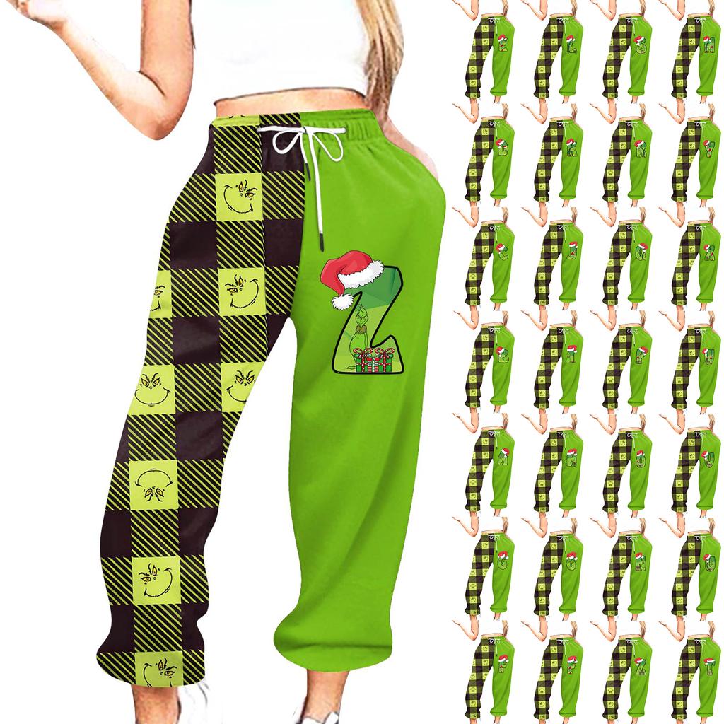 Women's Casual Fashion Christmas Printed Casual Sweatpants Elastic Waist Drawstring Pants