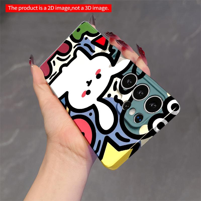 2DFlat Samsung Phone Case Cute Rabbit and Colorful Shapes Phone Case Applicable To Galaxy S22 S23 S24 S25ULTRA S26 A12 A13 A14 A15 A16