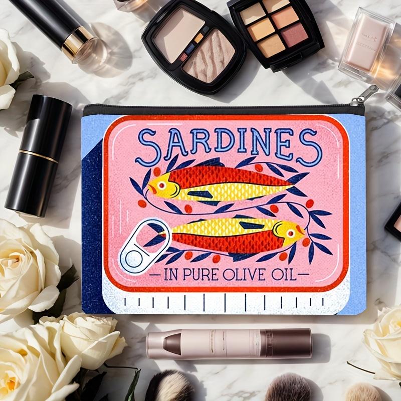 A Sardine Patterned Makeup Bag- Multifunctional Zipper Pouch, Jewelry Storage Bag, Perfect Travel Zipper Small Storage Bag.