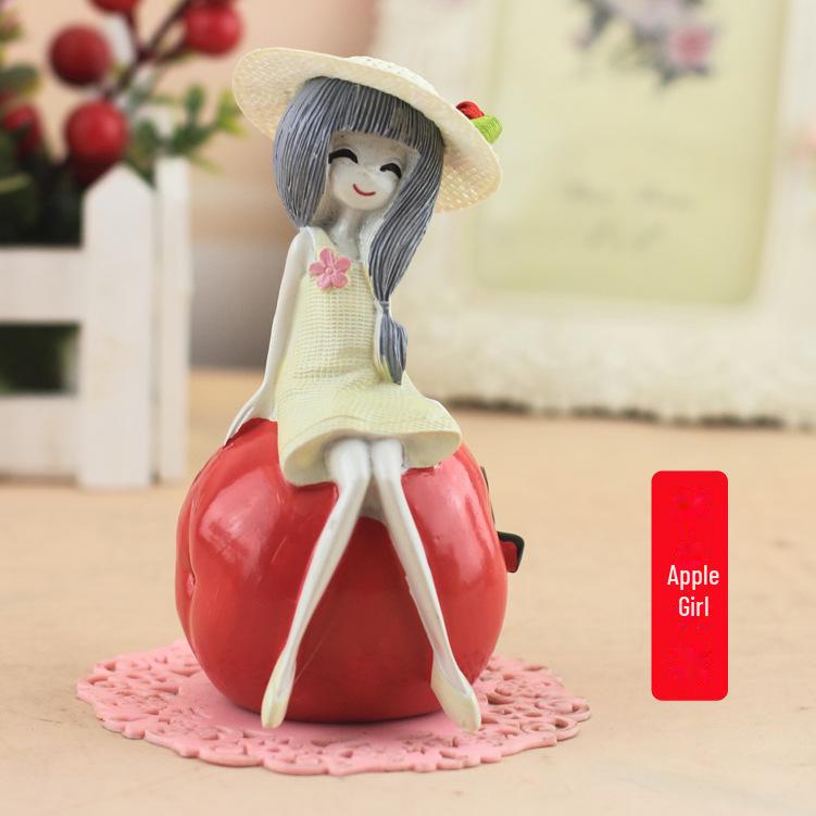 Creative Resin Fruit Girl Cake Toppers, Home Décor, Gift & Car Accessories