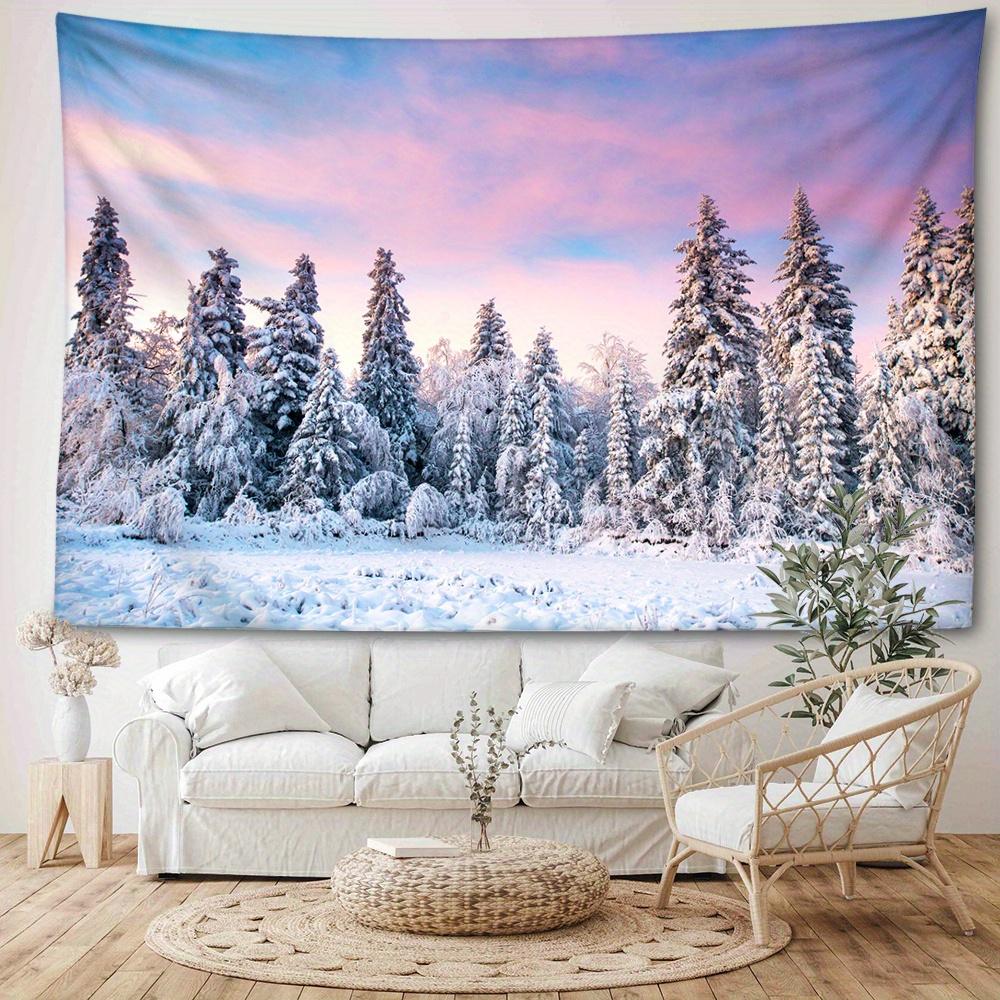 Snowy Pine Tree Tapestry - Versatile Wall Hanging for Bedroom & Living Room Decor, Durable Polyester, Easy Care, Pine Tree, Snow Mountain, Tapestry, R