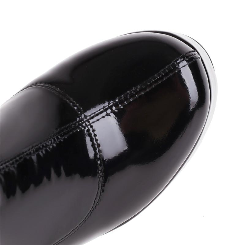 Stivali col tacco alto da donna, stivali sexy europei e americani impermeabili con plateau, tacco spesso, tinta unita, grandi dimensioni, al ginocchio