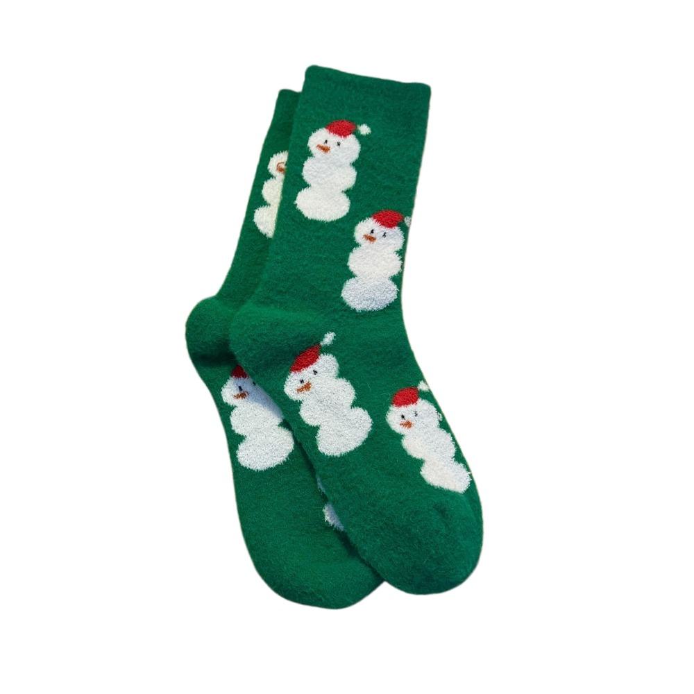 Christmas Tree Christmas Thick Thermal Socks X-mas Elk Santa Claus Thickened Floor Socks Mid-calf Sleeping Slipper Socks Winter