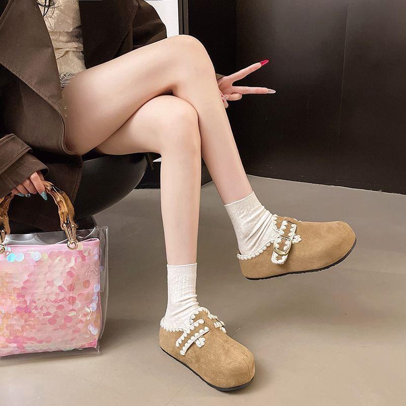 2025 Autumn and Winter New Popular Muffin Thick-soled Bag Head Birken Single Shoes Women Wear Fashion with Skirt Single Shoes Women