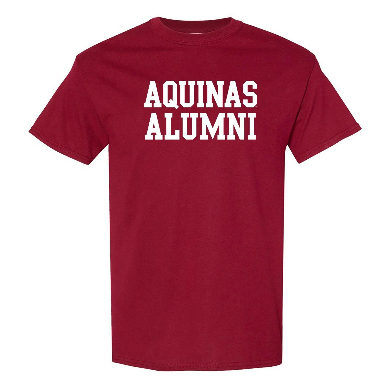 Aquinas Saints Basic Block Alumni - Collegiate Sports Team T Shirt - Garnet S