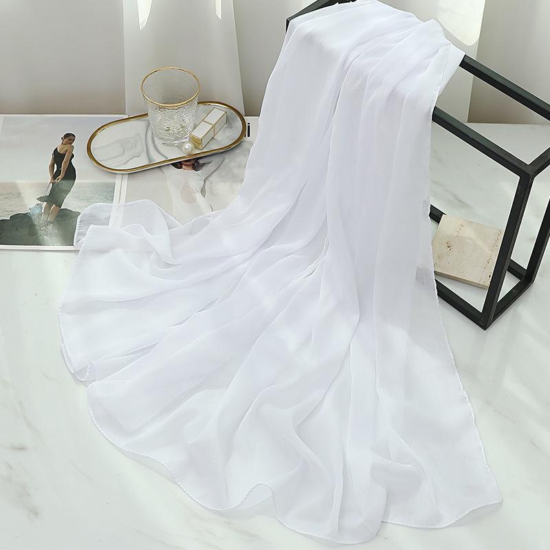 170X70Cm Silk Scarf Shawl Solid Southeast Asian Headscarf Large Travel Shawl Versatile Textured Chiffon Scarf Wrap Poncho Hijabs