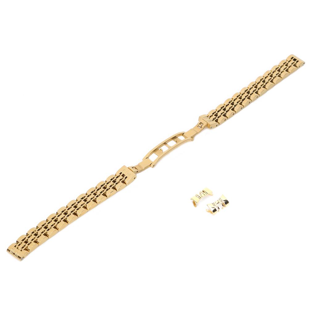 10mm AntiRust Stainless Steel Watch Strap Replacement Watch Band Strap Accessory for Watchmaker(Gold )