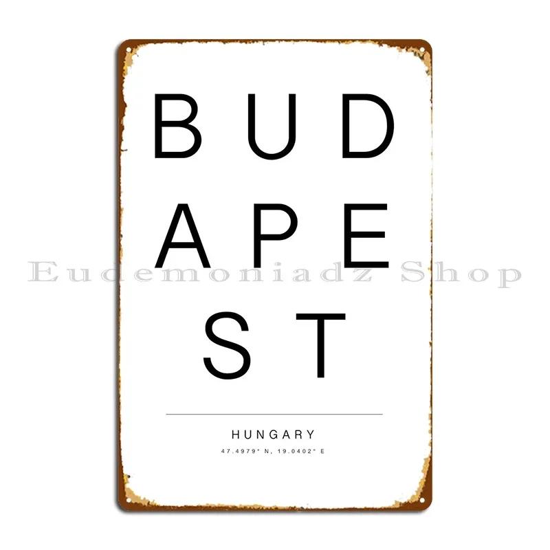 Typography Print Budapest Metal Sign PaintingClub Garage Party Plates Printed Tin Sign Poster 20X30CM