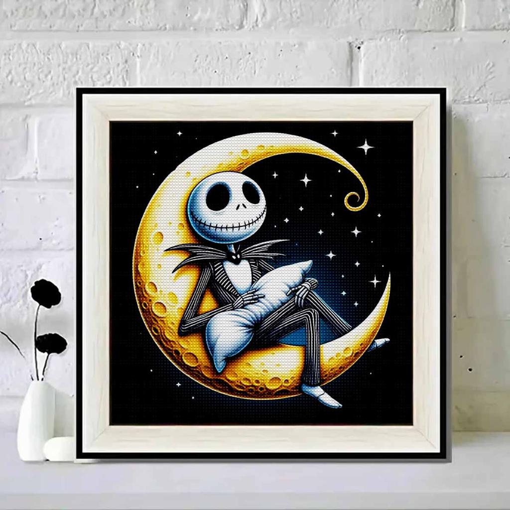 5D DIY Diamond Painting Decorative Skeleton on The Moon Full Round Drill Scenery Diamond Embroidery Cross Stitch Kits Home Decor Gift