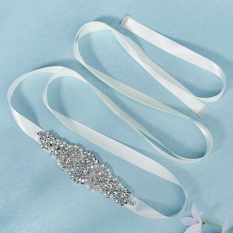 Silver Crystal Bridal Sash For Women Elegant Wedding Dress Belt With Stones New Rhinestone Pearl Bridal Belt Dresses Accessories