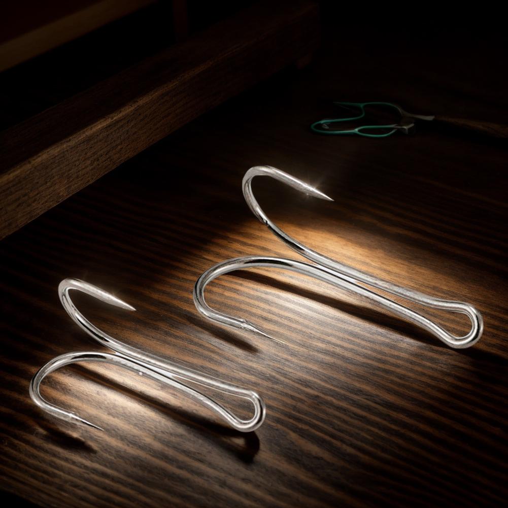 50pcs Fly Tying Double Hook High Carbon Steel Long Shank Double Hook Frog Bait Lure Hooks for Saltwater and Freshwater