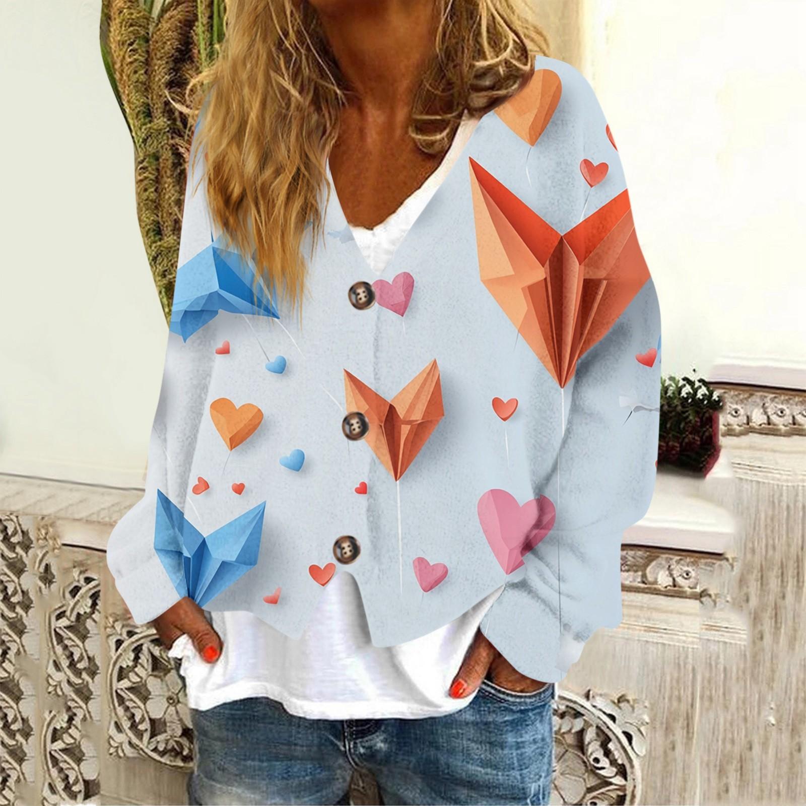 Женская модная повседневная куртка-толстовка с длинным рукавом с принтом ко Дню святого Валентина L 1980₽