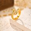 Creative Geometric Embrace Ring for Women, 18K Gold Plated High Polished Opening Rings, Waterproof Stainless Steel Jewelry Gift