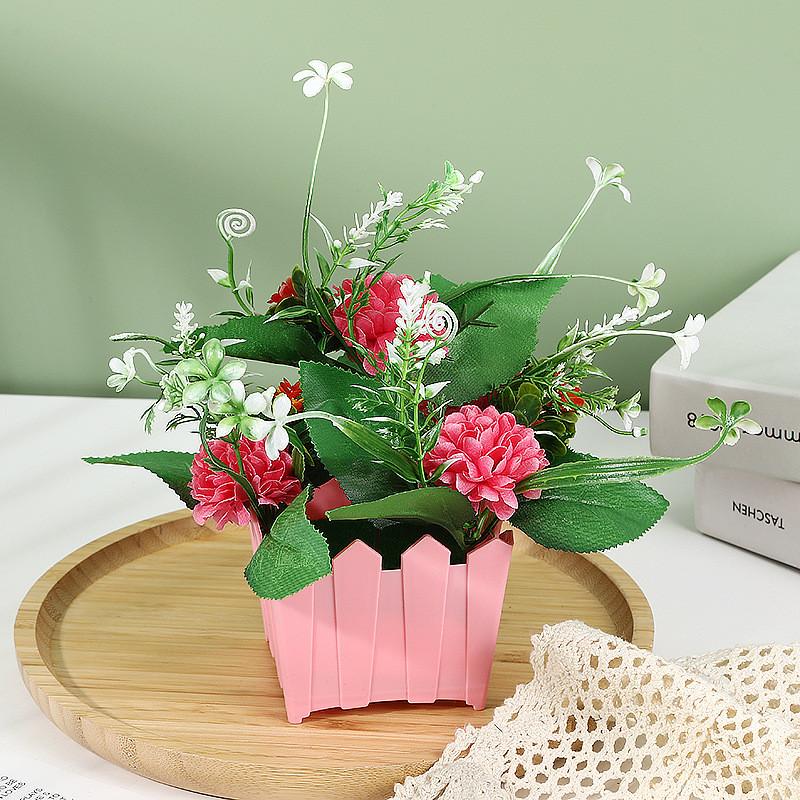 Plastics Small Simulated Hydrangeamacrophyllas Fence Artificial Potted Flowers