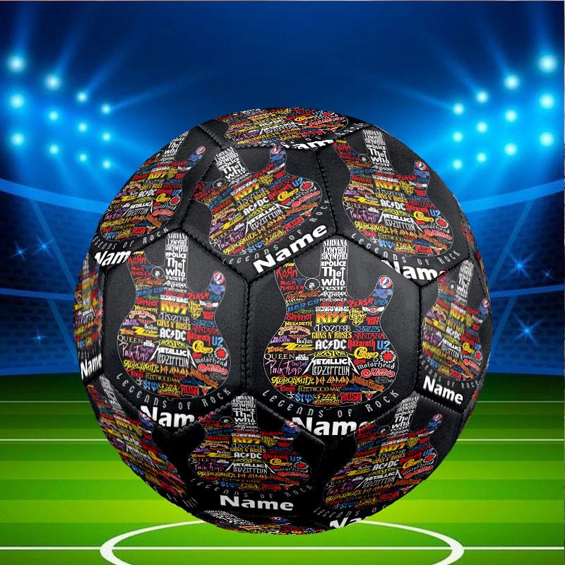 Custom Name Personalized Kiss Rock and Roll Print Size 5 Soccer Ball Training & Match Football, for Team, Kicking, Gift for Football Enthusiasts