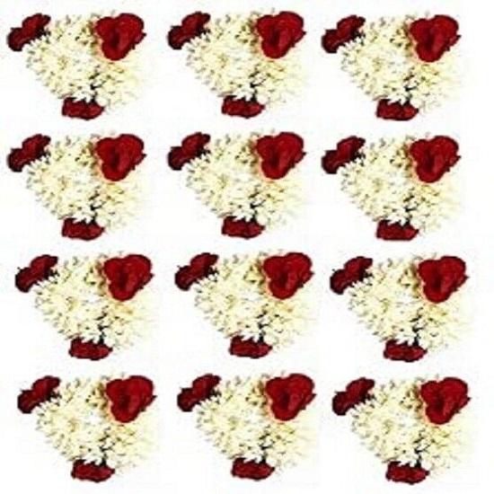 

Индийский традиционный Гаджра из цветов Могры и Красной Розы для волос и рук, набор из 12 штук