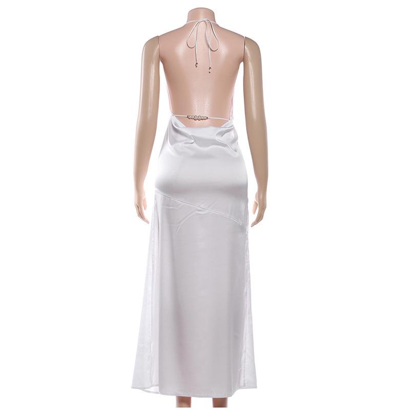 2026 Spring European & American Halter Slim Open-Back Strappy Dress