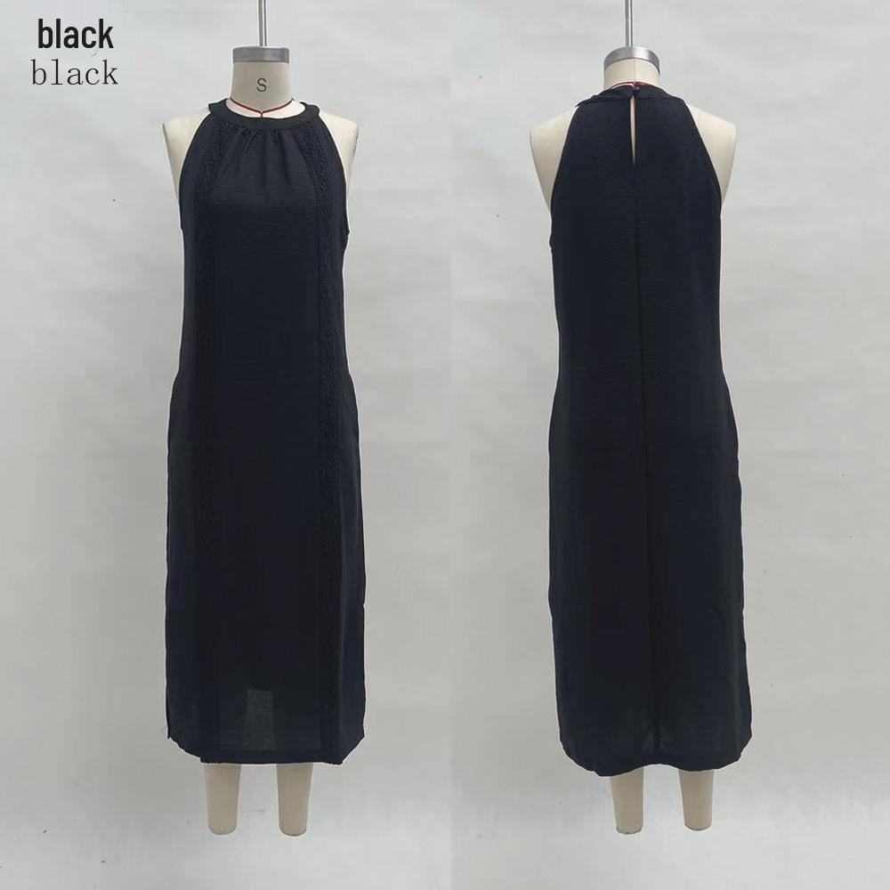 Rochie pentru Femei 2026 cu Gât Halter, Fără Mâneci, Patchwork din Dantelă - Stil Primăvară/Vară