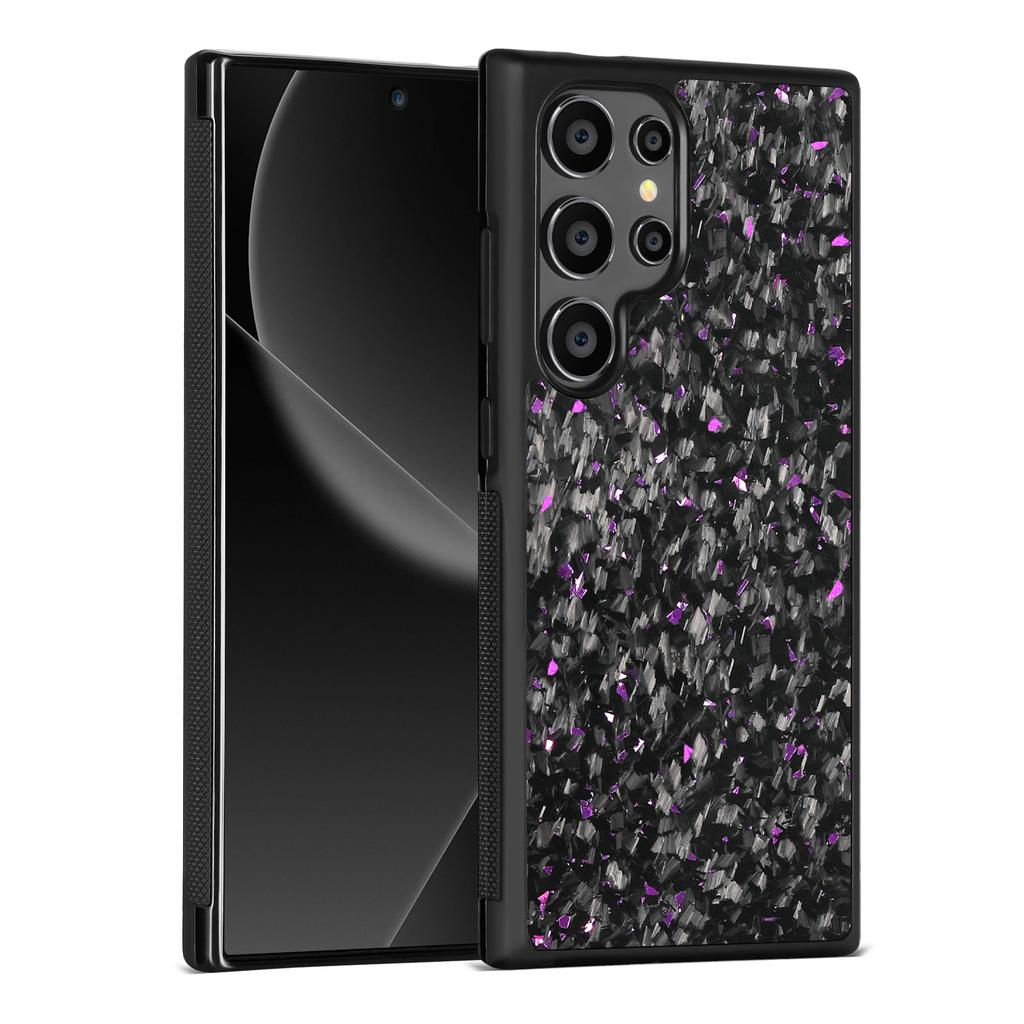 Luxury Carbon Fiber Texture MagSafe Case For Samsung Galaxy S25 S24 S23 S22 Plus Ultra Alloy Lens Shockproof Cover