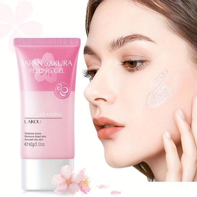 60g Scrub viso alla ciliegia Pulizia profonda Esfoliante per pori della pelle morta, Scrub viso gel esfoliante ai fiori di ciliegio Pulisce i pori