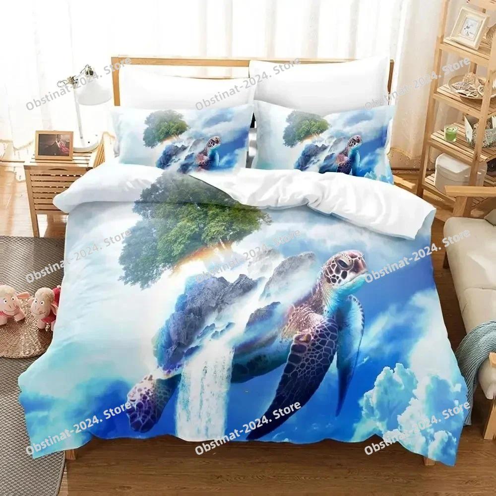 3D Print World Turtles Turtle Island Bedding Set Duvet Cover Bed Set Quilt Cover Pillowcase Comforter king Queen Size Boys Adult