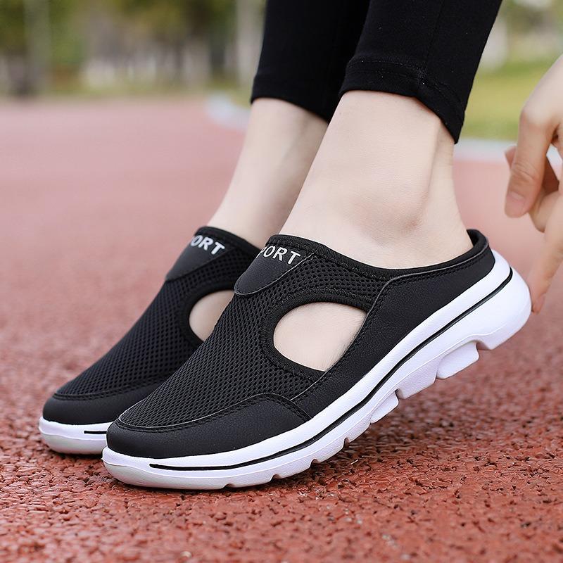 Große Freizeitschuhe Halbschale Damenschuhe Einzelne Schuhe Plateau Ein-Pedal-Sandalen Netz Ultra-Leicht Atmungsaktiv Paare Schuhe