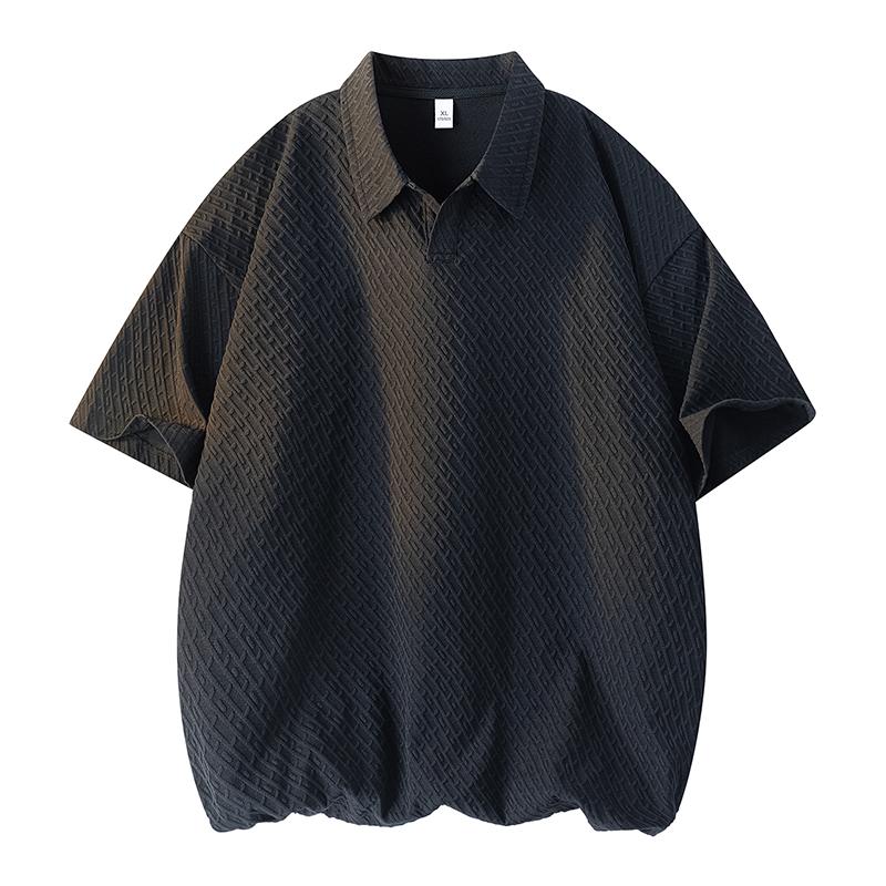 

Polo Shirt Short-sleeved Men s Summer Loose Muscle Half-sleeved Retro Lapel T-shirt 2XL чёрный