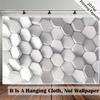 2D  Effect Hexagon Tapestry Minimalist White Geometric Room Background