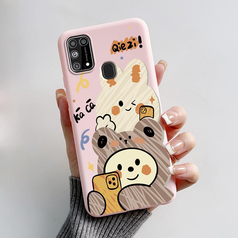 Silicone Case For Samsung M31 M 31 Cover Cute Rabbit Panda Shockproof Phone Case For Samsung Galaxy M31s M31 s M315F M317F Etui