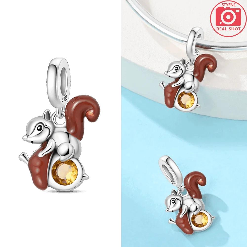 Dreamy Original Copper Autumn-Day Squirrel Pendant Hedgehog Butterfly Cat Beads Fit Women Bracelet Fine Gift Jewelry Women