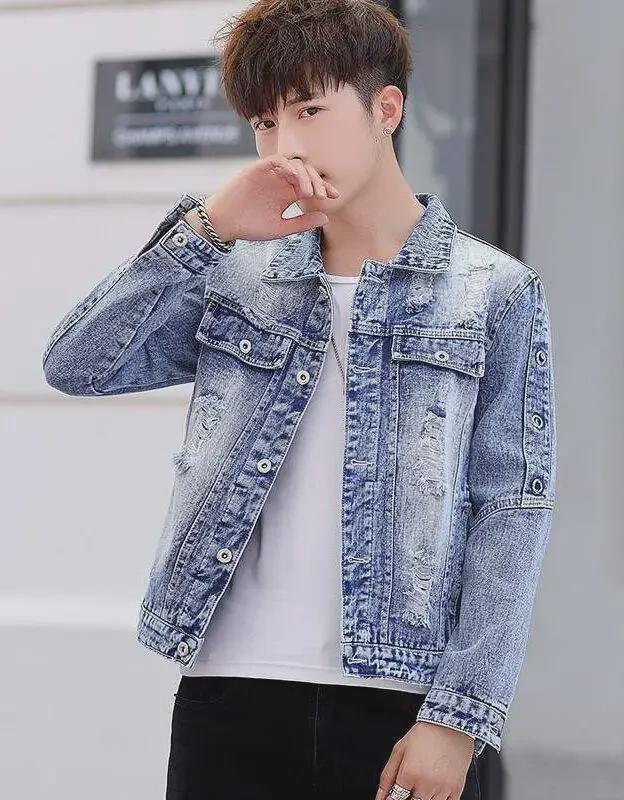 Men's Korean Style Slim Denim Jacket - Trendy Lapel Workwear for Spring & Autumn