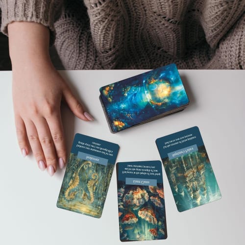 GZSYXHJYXGS Sea of ??Wisdom Oracle Cards, Mystical Creatures Undersea Oracle Cards, Underwater and Nautical Themed Oracle Deck, Oracle Cards for Begin