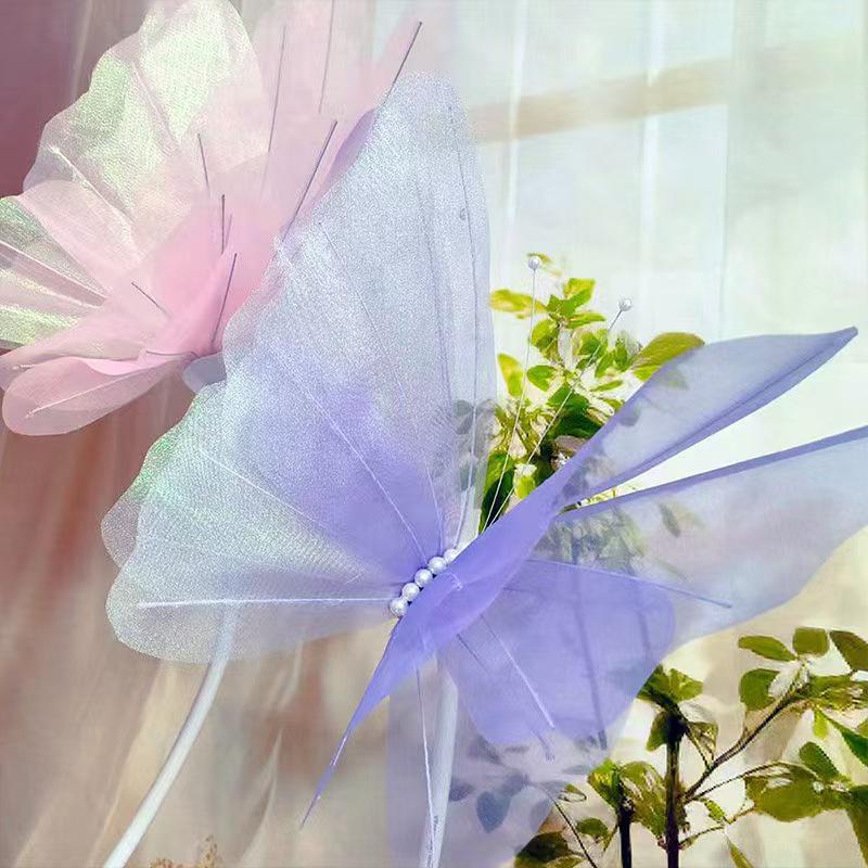 Silk Iridescent Butterfly Wedding Art Installation & Photo Prop