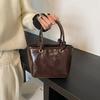 PU Leather Vintage Crossbody Bag Elegant Ladies Bucket Bag Minimalism Square Shoulder Bag  Girls