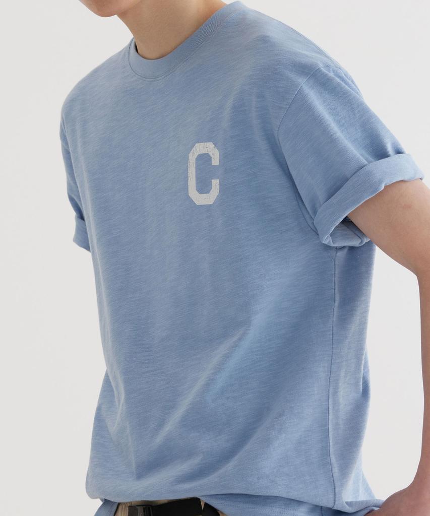 COVERNAT Slub Crack C Logo T-Shirt Blue