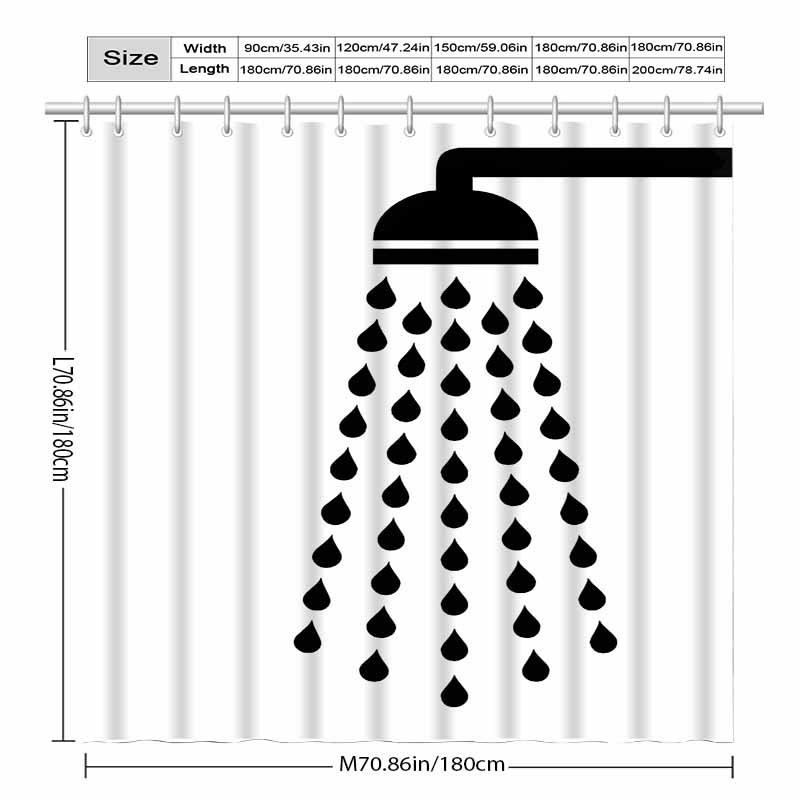 VIKAMA Black and White Spray Head Shower Curtain Modern Nordic Instagram Style Separates Wet and Dry Areas Machine Washable