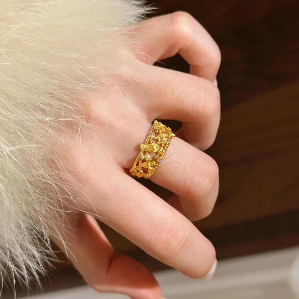 Open Ring Chinese Style Magpie on Plum Blossom Elegant Diamond Women Ring Luxury Fashion Jewelry adjustable