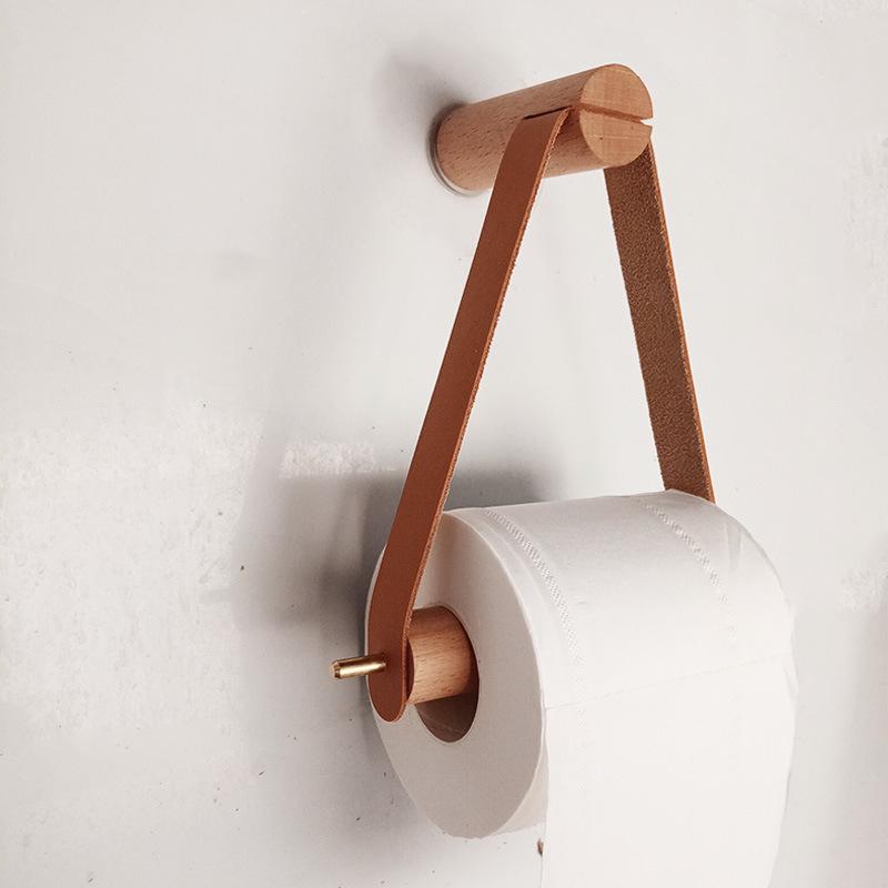 Gancho de Madeira para Cozinha Porta Rolo de Papel Higiênico Montado na Parede Sem Prego Retro Porta Toalha para Casa Suporte de Papel Toalha Decoração de Banheiro